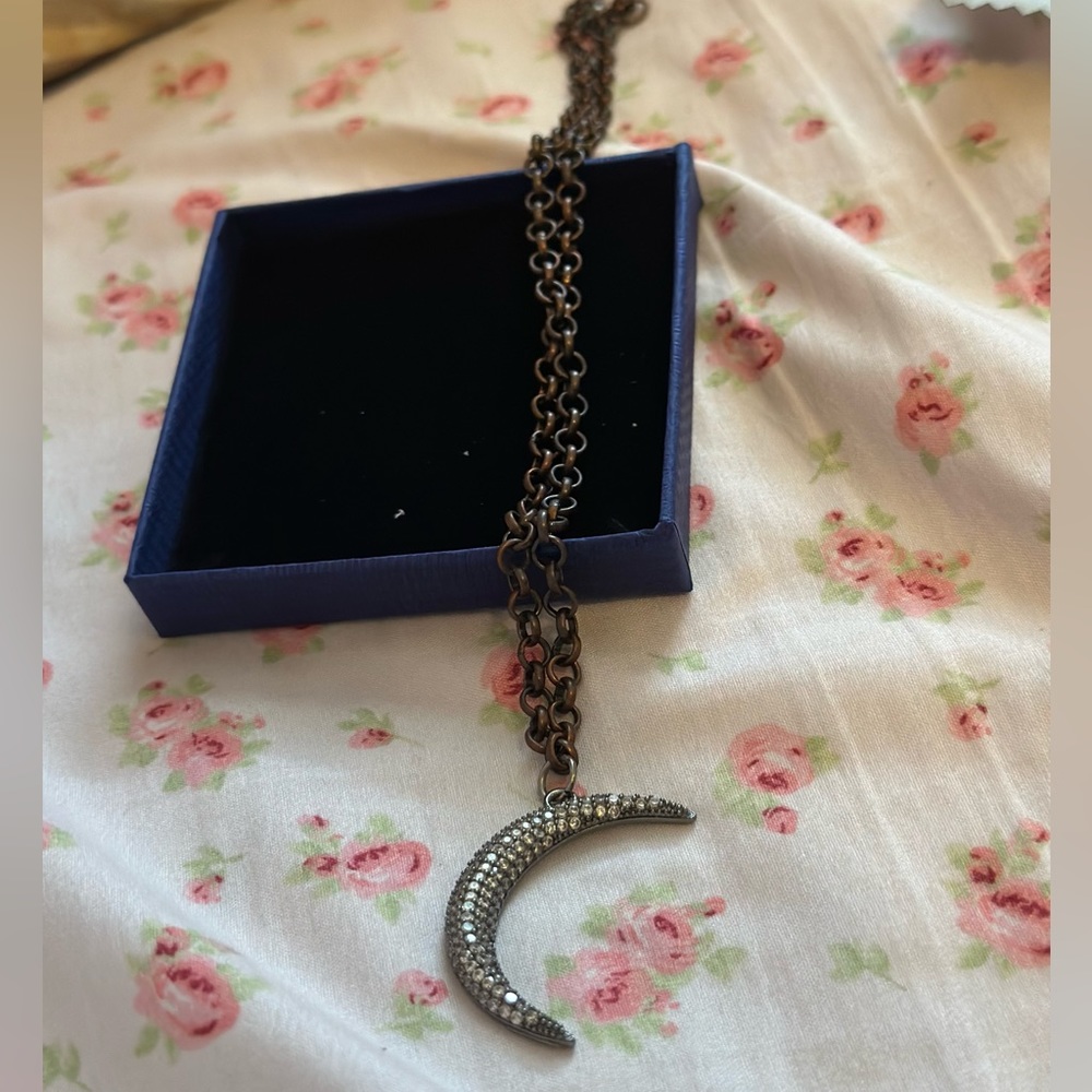 Distressed Moon Pendant Necklace